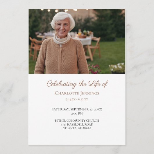 Programme Photo Funérailles Memorial Ordre du service (Devant)