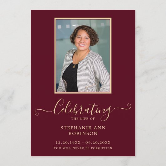 Programme Photo Funérailles Ordre de service Or Bourgogne (Devant)