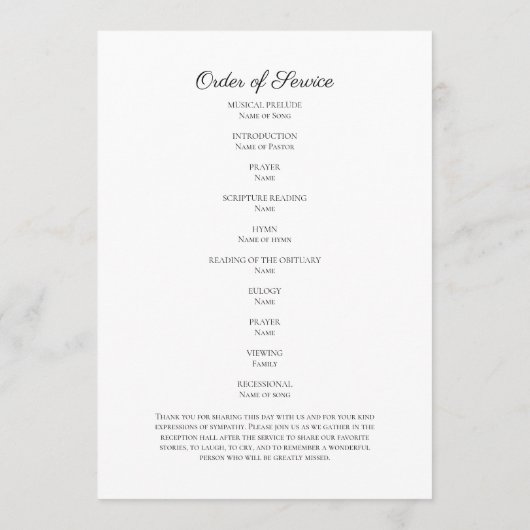 Programme Photo Funeral Memorial Commande simple Pro (Dos)