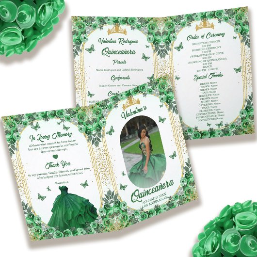 Programme Photo Green Gold Parties scintillant Floral Quince