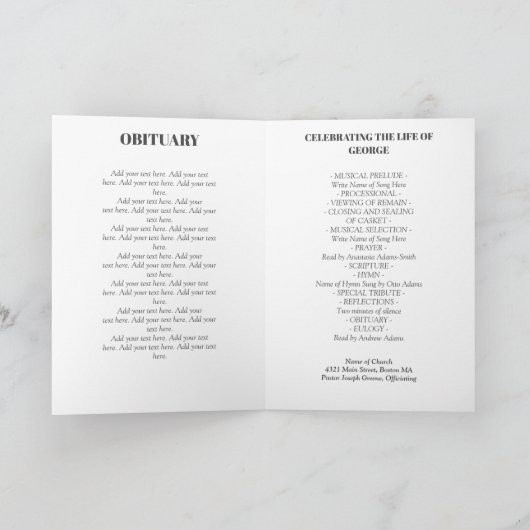 Programme photo Grey White Celebration of Life (Intérieur)