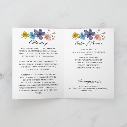 Programme Photo Memorial Funeral Celebration of Life Program (Intérieur)