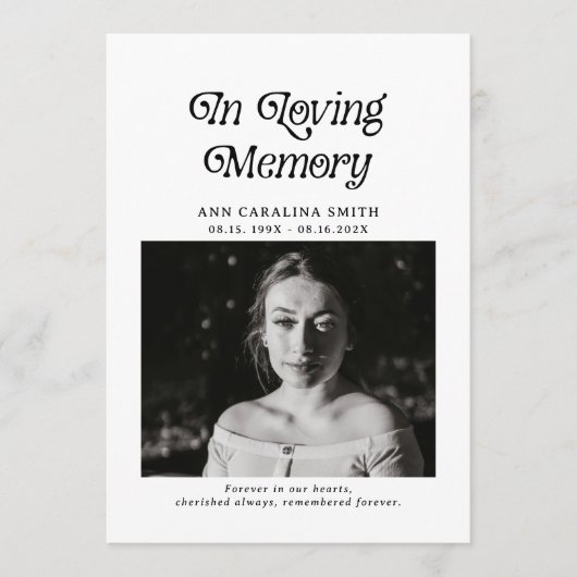 Programme Photo Minimale Des Funérailles Rétro En Mémoire D' (Devant)