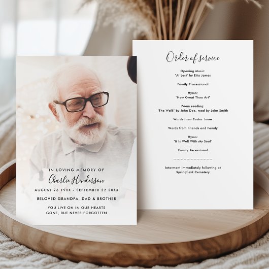 Programme Photo moderne Ordre de service funérailles