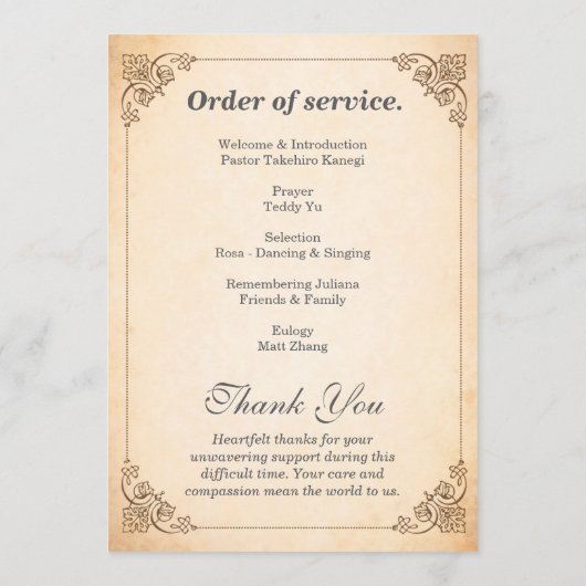 Programme Photo Order of Service Funeral – In Loving Memory (Dos)