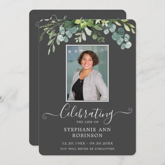 Programme Photo Simple Elegant Ordre de Service Gris Program (Devant / Derrière)