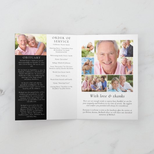 Programme Photos modernes pliées Funérailles commémoratives (Intérieur)