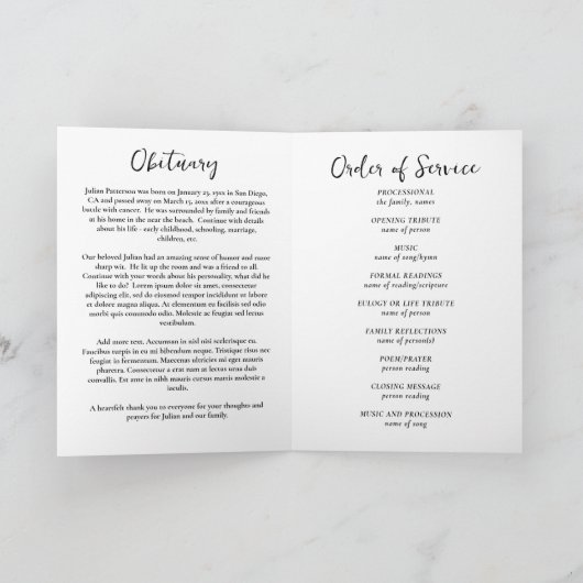 Programme Photos simples Classic Funeral Order of Service (Intérieur)