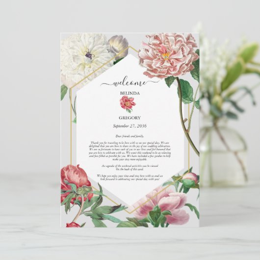 Programme Pies blanches roses Fleurs Itinéraire Mariage (Debout devant)