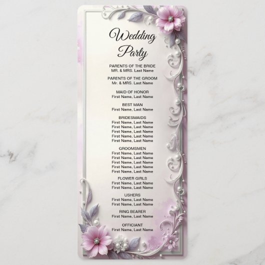 Programme Pink Floral Frame Wedding  (Dos)