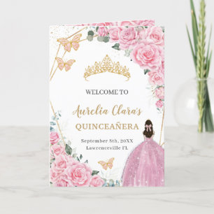 Programme Pink Floral Princess Quinceañera Ordre des événeme