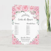 Programme Pink Floral Quinceañera Ordre des événements Padri (Dos)