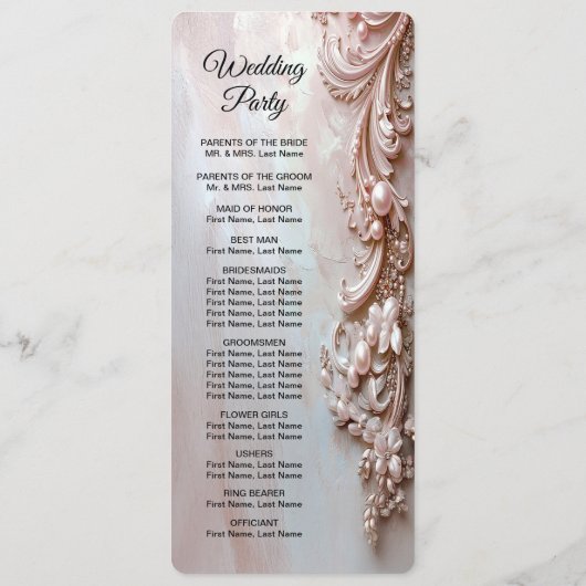 Programme Pink Ornate Pearl and Floral Wedding Program (Dos)