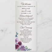 Programme Pink Red Floral Geometric Watercolor Wedding (Devant)