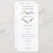 Programme Pink Shades Heart on Wildflowers for Wedding (Devant / Derrière)