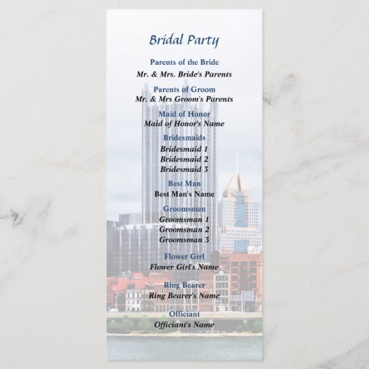Programme Pittsburgh PA Skyline Wedding Program (Dos)