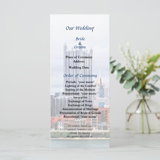 Programme Pittsburgh PA Skyline Wedding Program (Debout devant)