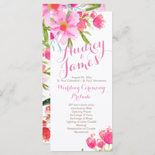 Programme PixDezines May Flower/Watercolor Wedding Program (Devant / Derrière)