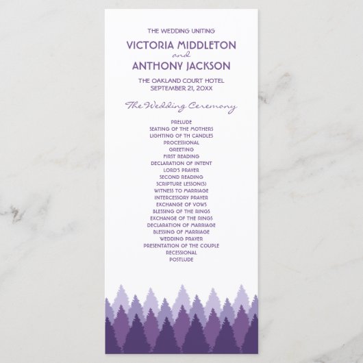 Programme Plage de forêt violet Mariage de bois (Devant)