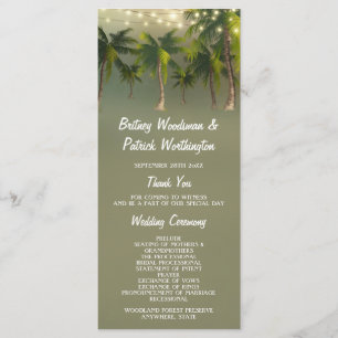 Programme Plage Lumières Palm Tree Tropical Wedding Programm