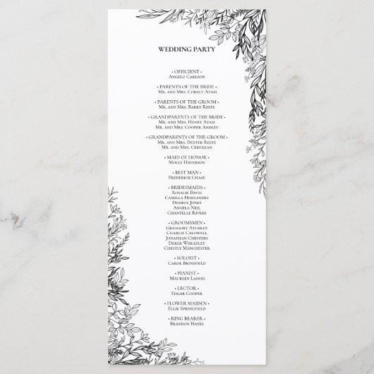 Programme Plat Mariage blanc et noir (Dos)