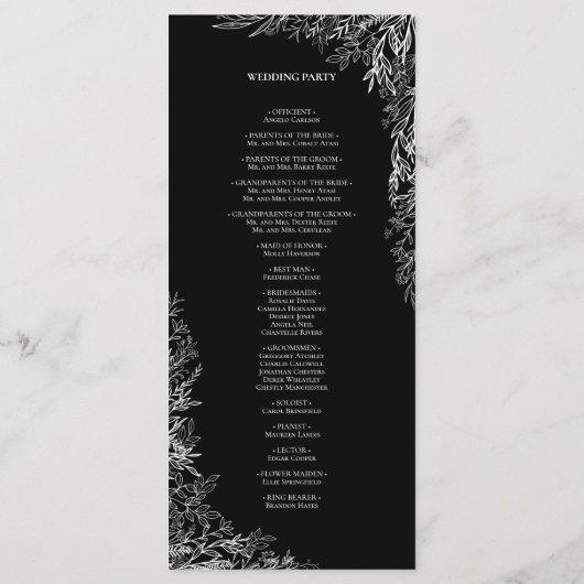 Programme Plat Mariage noir et blanc (Dos)