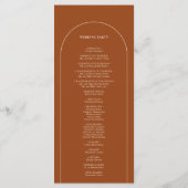 Programme Plat Mariage simple Boho Arch Terracotta (Dos)