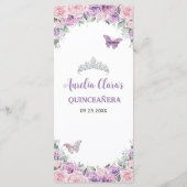 Programme Plat violet Lilac Pale Rose Floral Quinceañera XV  (Dos)