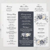 Programme pliable de mariage d'hiver en gris argen (Devant / Derrière)