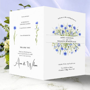 Programme pliable de mariage floral bleu pâle