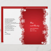 Programme plié de mariage blanc rouge Snowflake (Devant / Derrière)