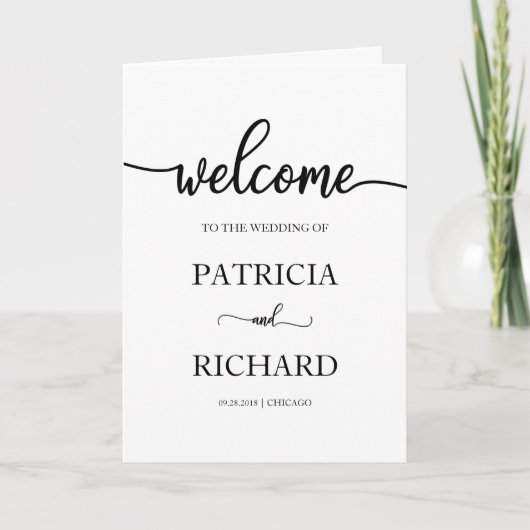 Programme plié de Mariage de calligraphie simple (Devant)