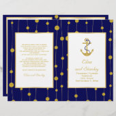 Programme plié de mariage nautique d'ancrage de fe (Devant / Derrière)