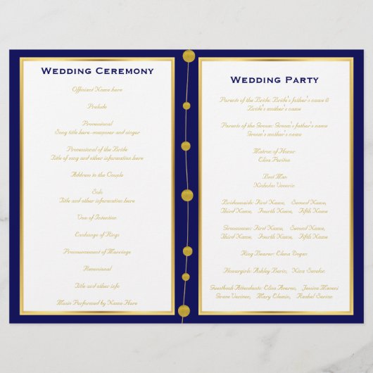 Programme plié de mariage nautique d'ancrage de fe (Dos)