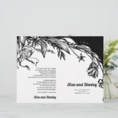 Programme plié de typographie de fleurs en noir et (Debout devant)
