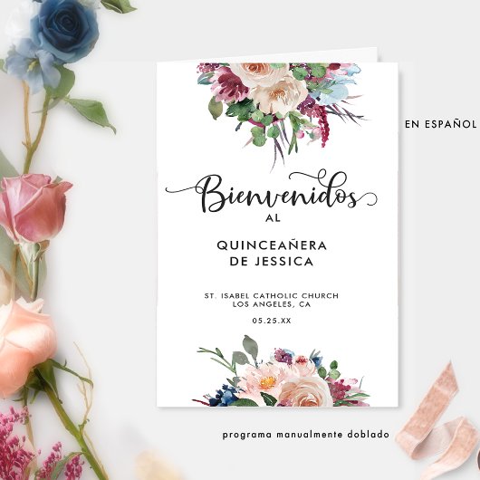 Programme plié floral espagnol pour Quinceañera