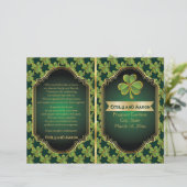 Programme plié mariage de trèfle vert d'Irlande or (Debout devant)