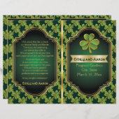 Programme plié mariage de trèfle vert d'Irlande or (Devant / Derrière)