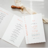 Programme plié Mariage de typographie orange moder