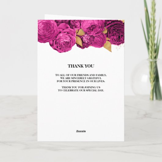 Programme Plié Mariage Floral Rose Et Or (Dos)