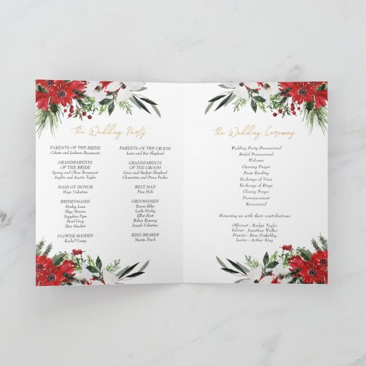 Programme plié simple Mariage de Noël classique (Intérieur)
