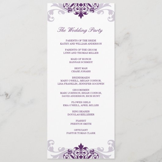 Programme Plum classique violet élégant Mariage en fer (Devant)