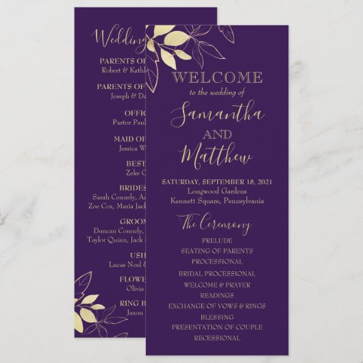 Programme Plum pourpre et Mariage botanique de la feuille d' (Devant / Derrière)