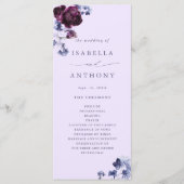 Programme Plum violet & Indigo Bleu Élégant Mariage floral (Devant)