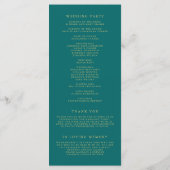 Programme Points Confetti Faux Gold Foil Mariage Turquoise (Dos)