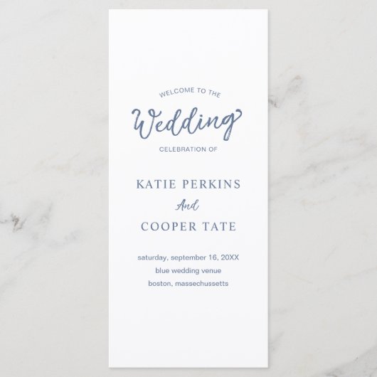Programme Polices simples Dusty Blue Bold Mariage moderne (Devant)