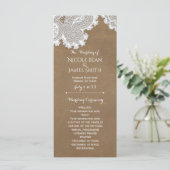 Programme Porte-programme de mariage rustique en dentelle bl (Debout devant)