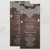 Programme Porte-programme en bois rustique et dentelle vinta (Devant / Derrière)