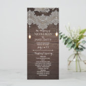 Programme Porte-programme en bois rustique et dentelle vinta (Debout devant)