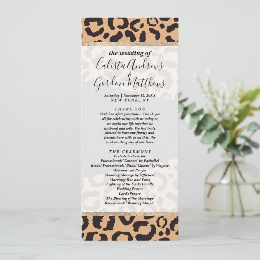 Programme Poster de animal Leopard d'or noir moderne (Debout devant)